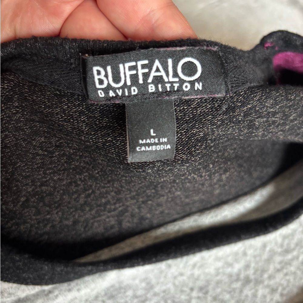 Buffalo David Bitton Sweater Pullover Gray Black Burgundy Crewneck Preppy Size L - Picture 8 of 10